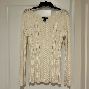 WHBM Long Sleeve Ivory Sweater, Size S